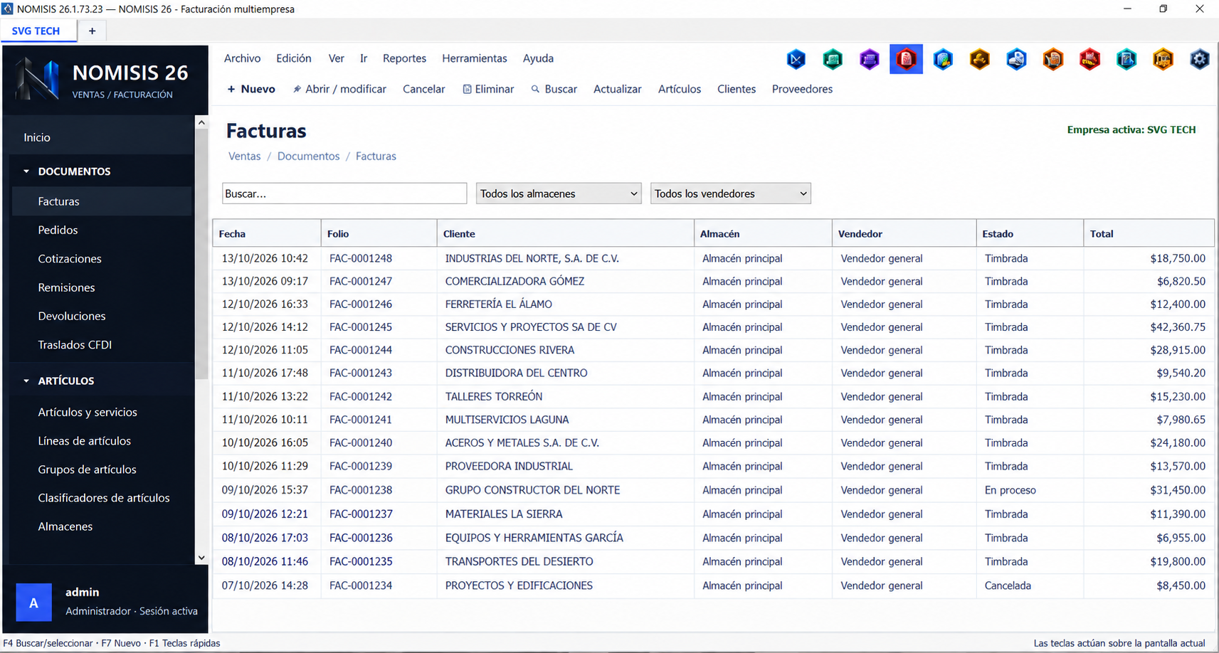 Control de pedidos en NOMISIS
